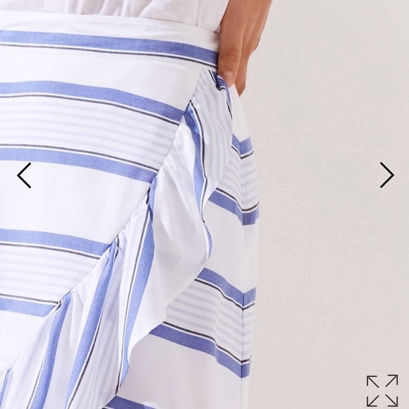 NWT!! LOFT Blue white Striped Ruffle Wrap Skirt - Picture 3 of 5